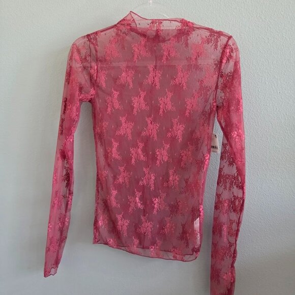 Free People Tops - Free People Fuchsia Lace Mesh Top - M
